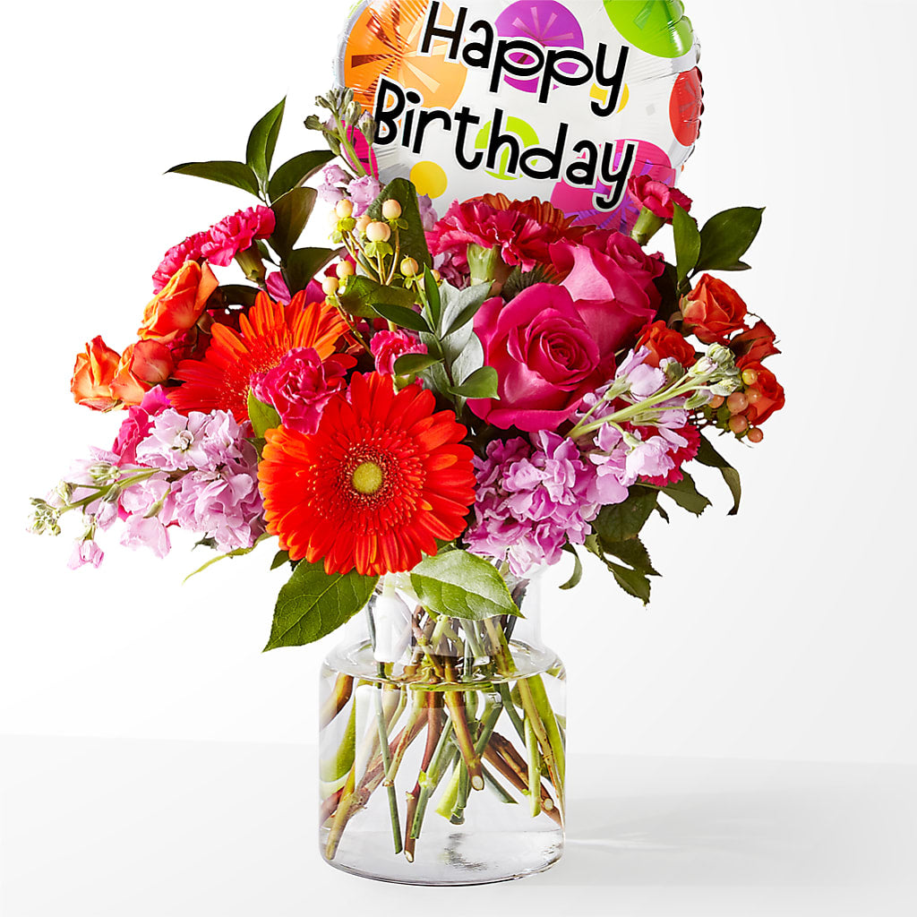 Fiesta Bouquet with Birthday Balloon – Flowersusa.net, Tontitown AR