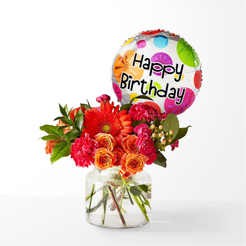 Fiesta Bouquet with Birthday Balloon – Flowersusa.net, Tontitown AR