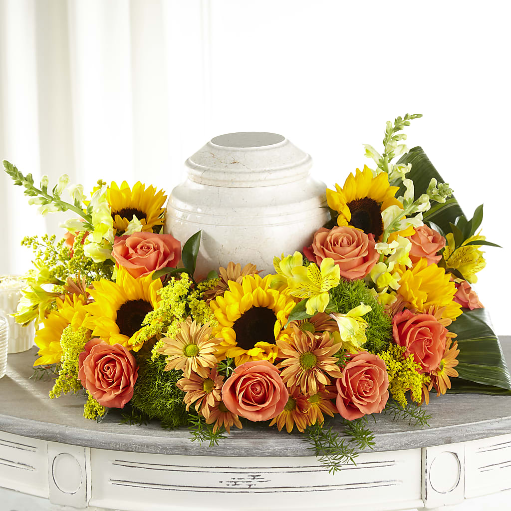 Faithful Sunflower Cremation Adornment – Flowersusa.net, Tontitown AR