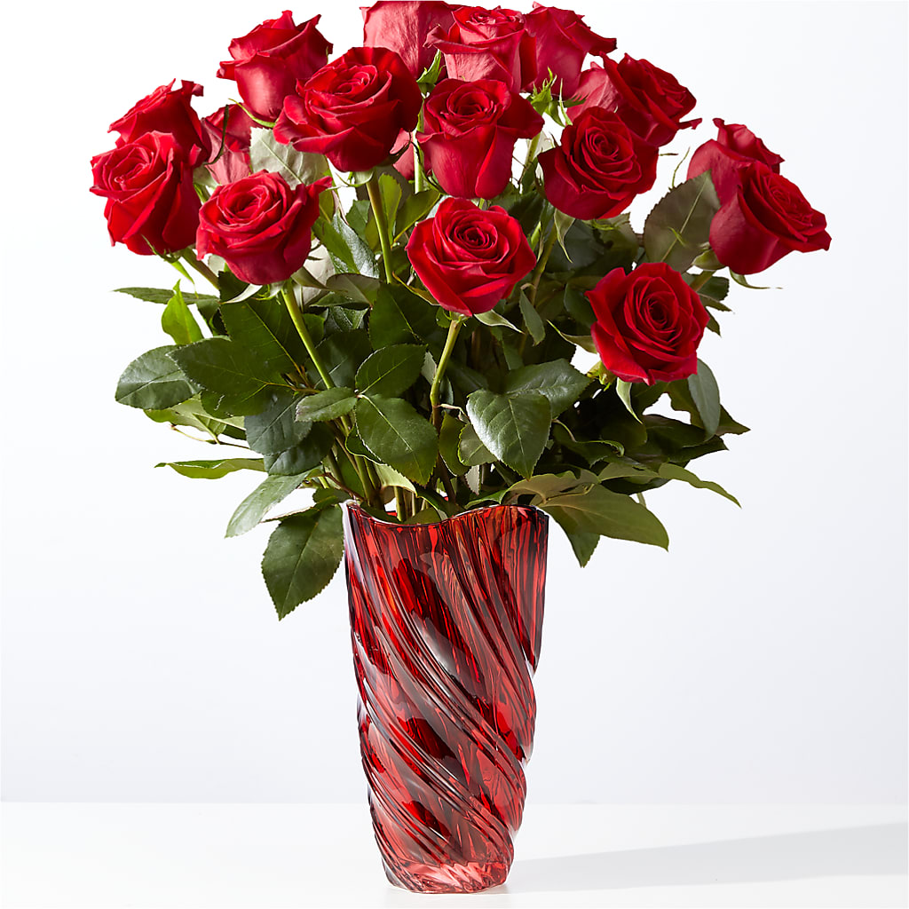 Classic Love Red Rose Bouquet with Luxe Swirl Vase – Flowersusa.net, Tontitown AR